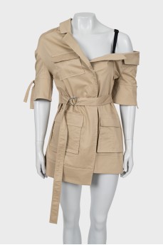 Beige one shoulder dress