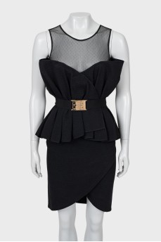 Fitted dress with mesh top