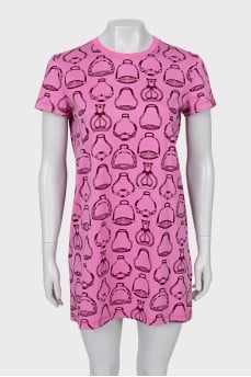 Pink printed mini dress