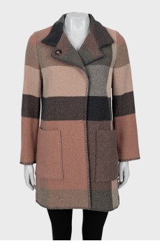 Checkered wool coat