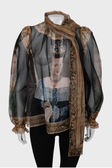 Translucent silk blouse with tag
