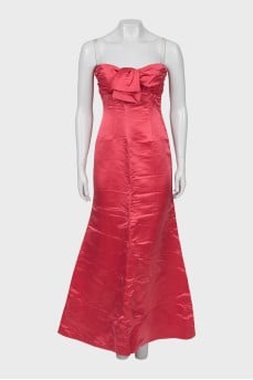 Off Shoulder Silk Maxi Dress