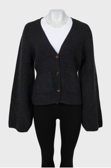 Cashmere cardigan with wide sleeves