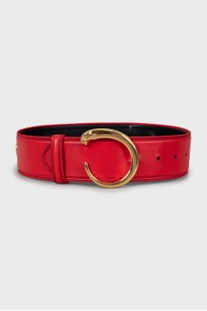 Red leather and textile belt