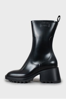 Square Toe Rubber Ankle Boots