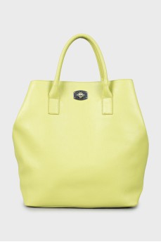 Light green leather shopper bag