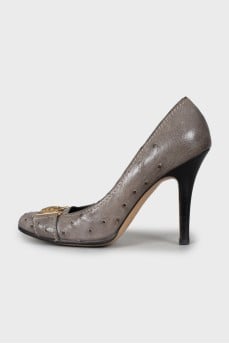 Ostrich leather heels