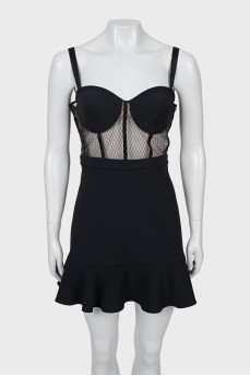 Mini dress with imitation corset with tag