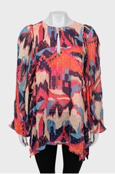 Loose printed blouse with tag