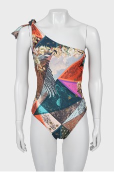 Printed bodysuit with tag