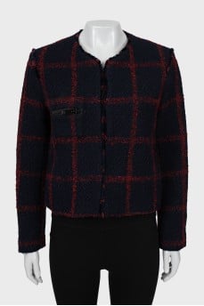 Checkered jacket with hooks