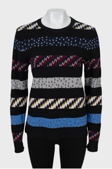 Wool sweater with combined print