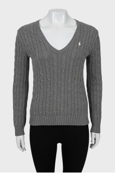 Textured pullover with embroidered logo