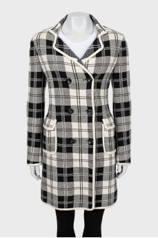 Double-breasted checkered cardigan