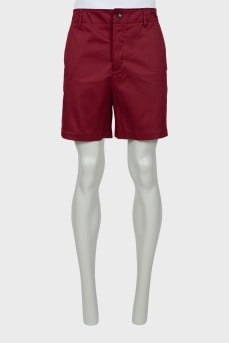 Men's burgundy denim shorts