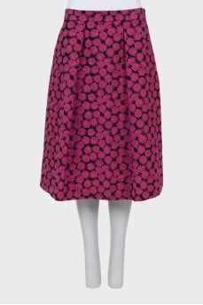 Fitted printed skirt with pockets