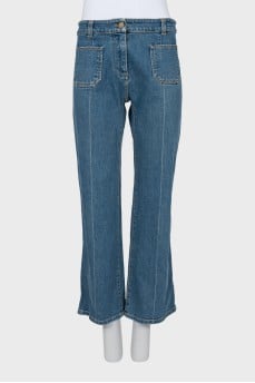 Flared jeans with patch pockets