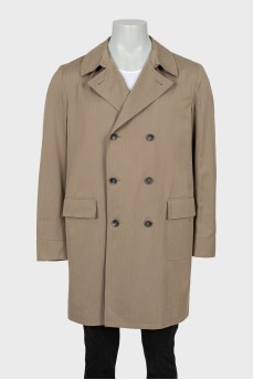 Men's Double Breasted Striped Coat