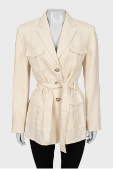 Linen jacket with belt