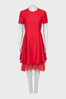 Red dress with double hem
