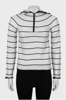 Striped jumper with a hood
