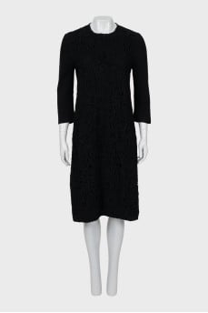 Black knitted dress with 3/4 sleeves