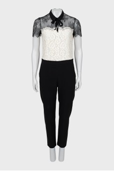 Black and white jumpsuit with lace