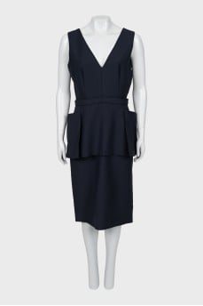 Wool dress with patch pockets