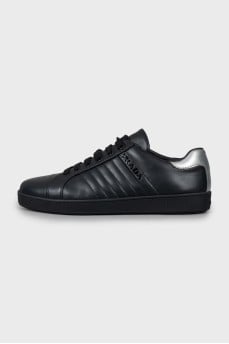 Leather sneakers with silver insert