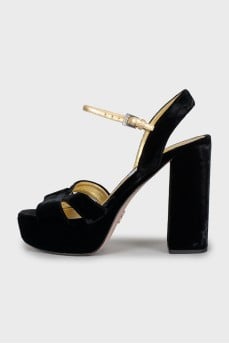 Velour high heel sandals