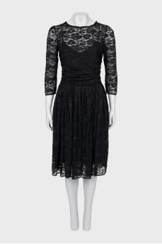 Guipure dress with draping