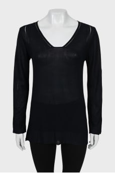 Black perforated pullover