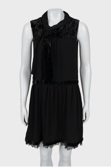 A-line dress with velour inserts