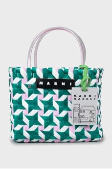 Woven Basket Bag with Tag