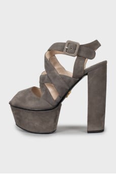 Grey suede sandals