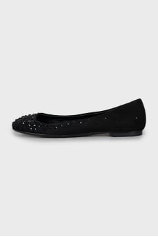 Suede ballet flats with rhinestones