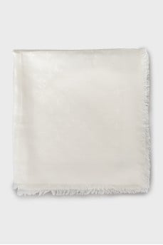 White scarf with signature print