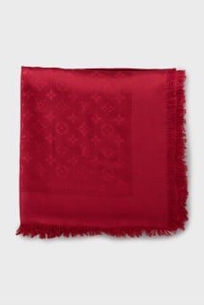 Silk and wool scarf with fringe