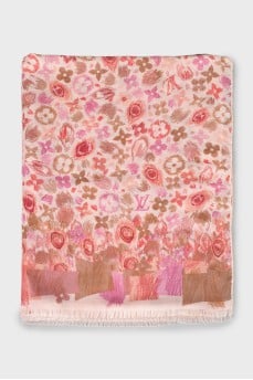Scarf with brand logo print