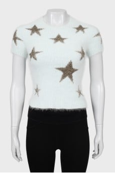 Slim fit sweater with short sleeves