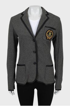 Gray jacket with embroidered logo