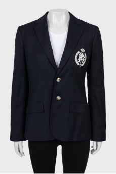 Wool jacket with white embroidery