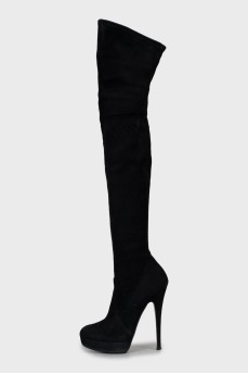 Suede high heel boots