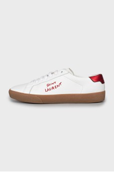 Leather sneakers with embroidered logo
