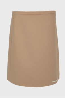Beige wool mini skirt