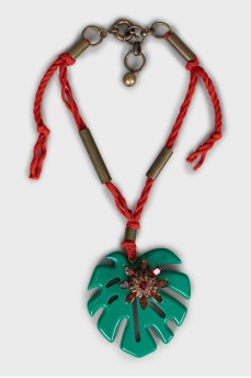 Leaf Shaped Necklace on Cord