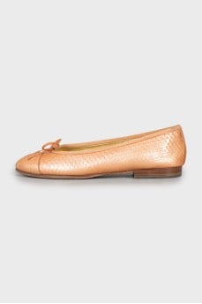 Leather ballet flats with brand logo