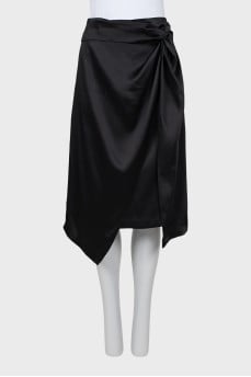Satin Draped Midi Skirt