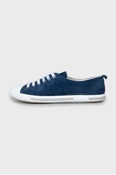 Blue suede sneakers