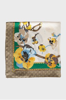 Silk scarf in a combined print
